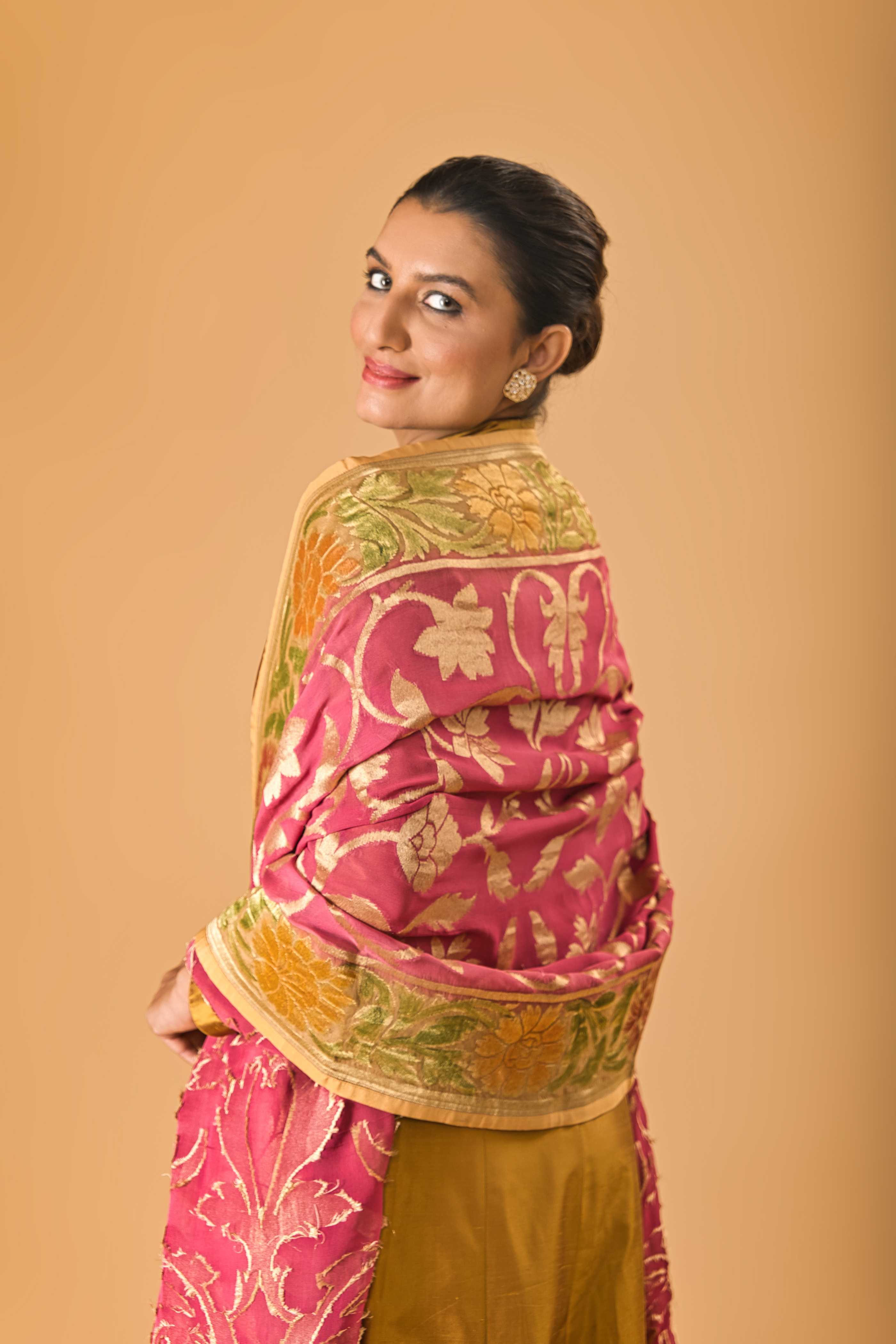 Onion Pink Banarasi Georgette Dupatta