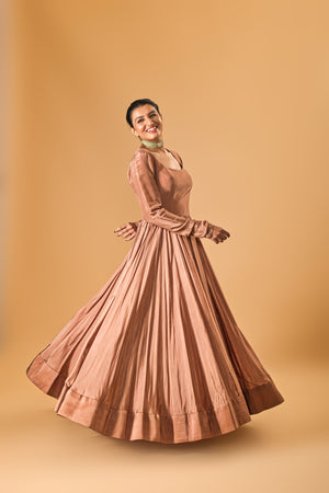 Wide ghera Chikoo brown Anarkali