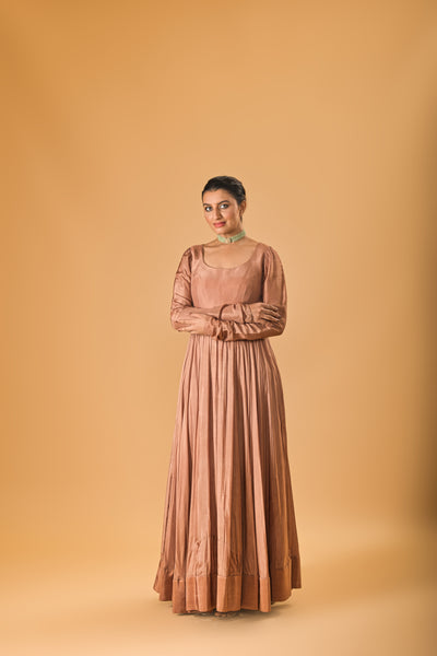 Wide ghera Chikoo brown Anarkali