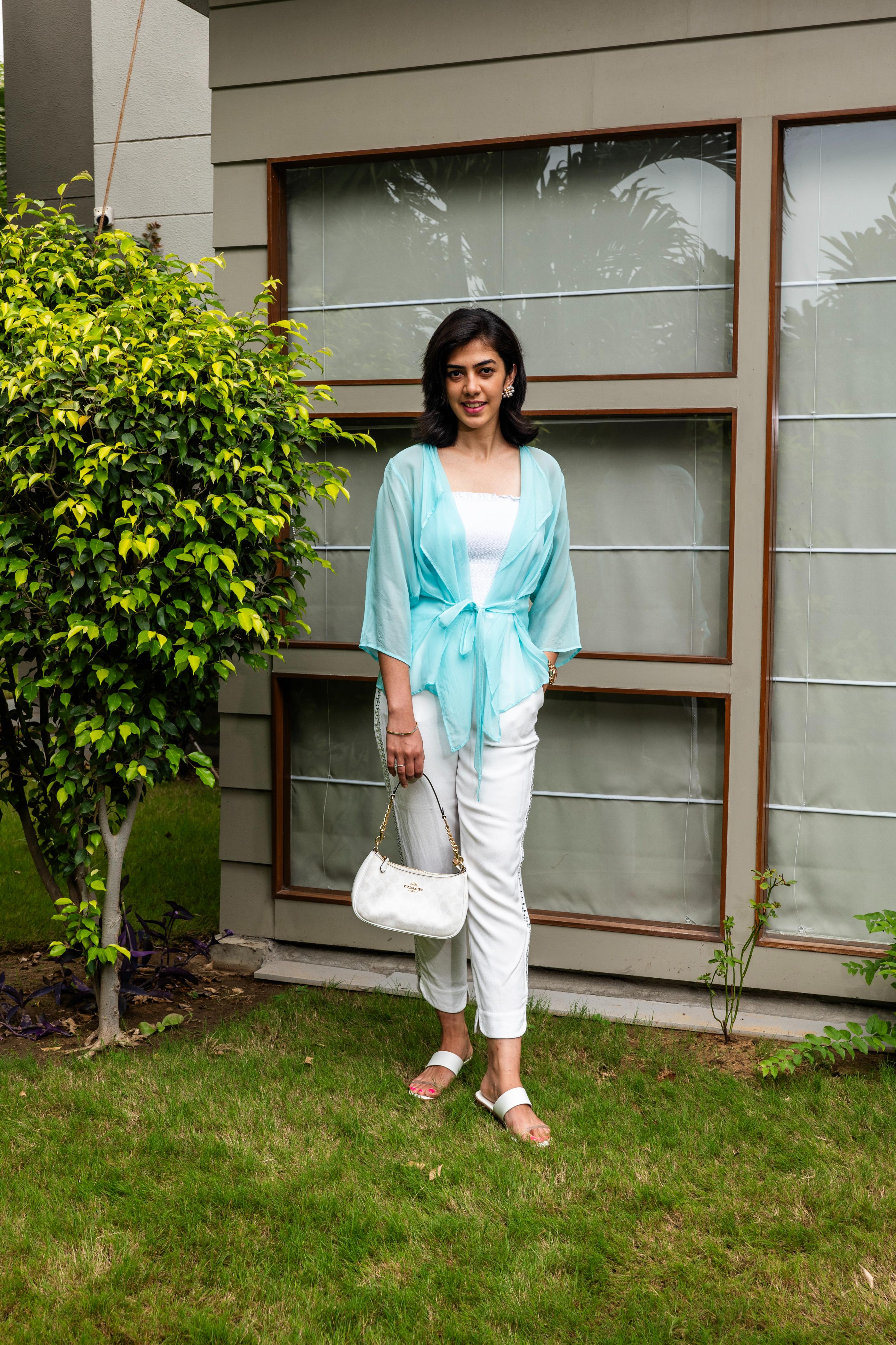 Aqua blue soft organza shrug