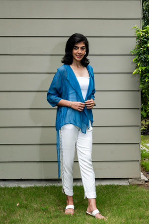 Denim blue soft organza shrug