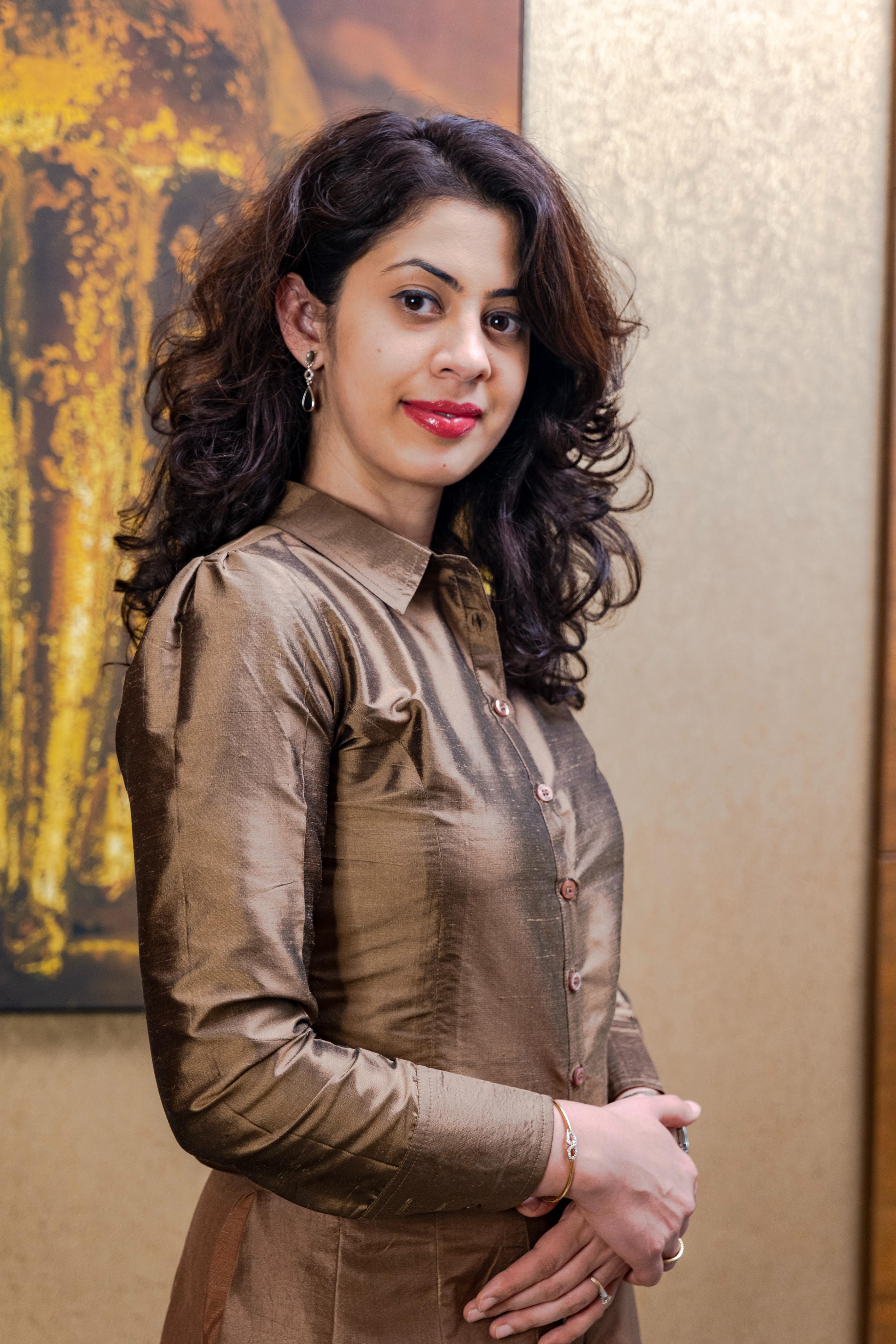 Chocolate brown silk shirt and skirt set