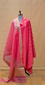 Baby pink woven chanderi silk suit material set