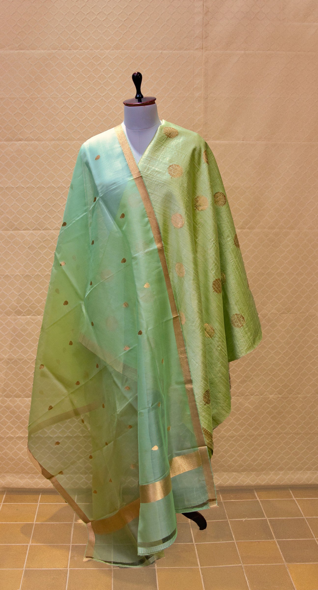 Mint green Banarasi silk suit