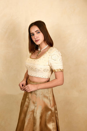 Off white chikankari blouse