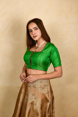 Parrot green silk blouse