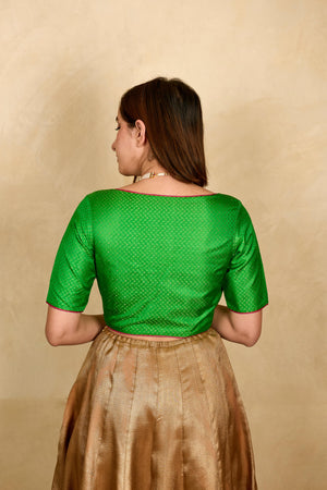 Parrot green silk blouse