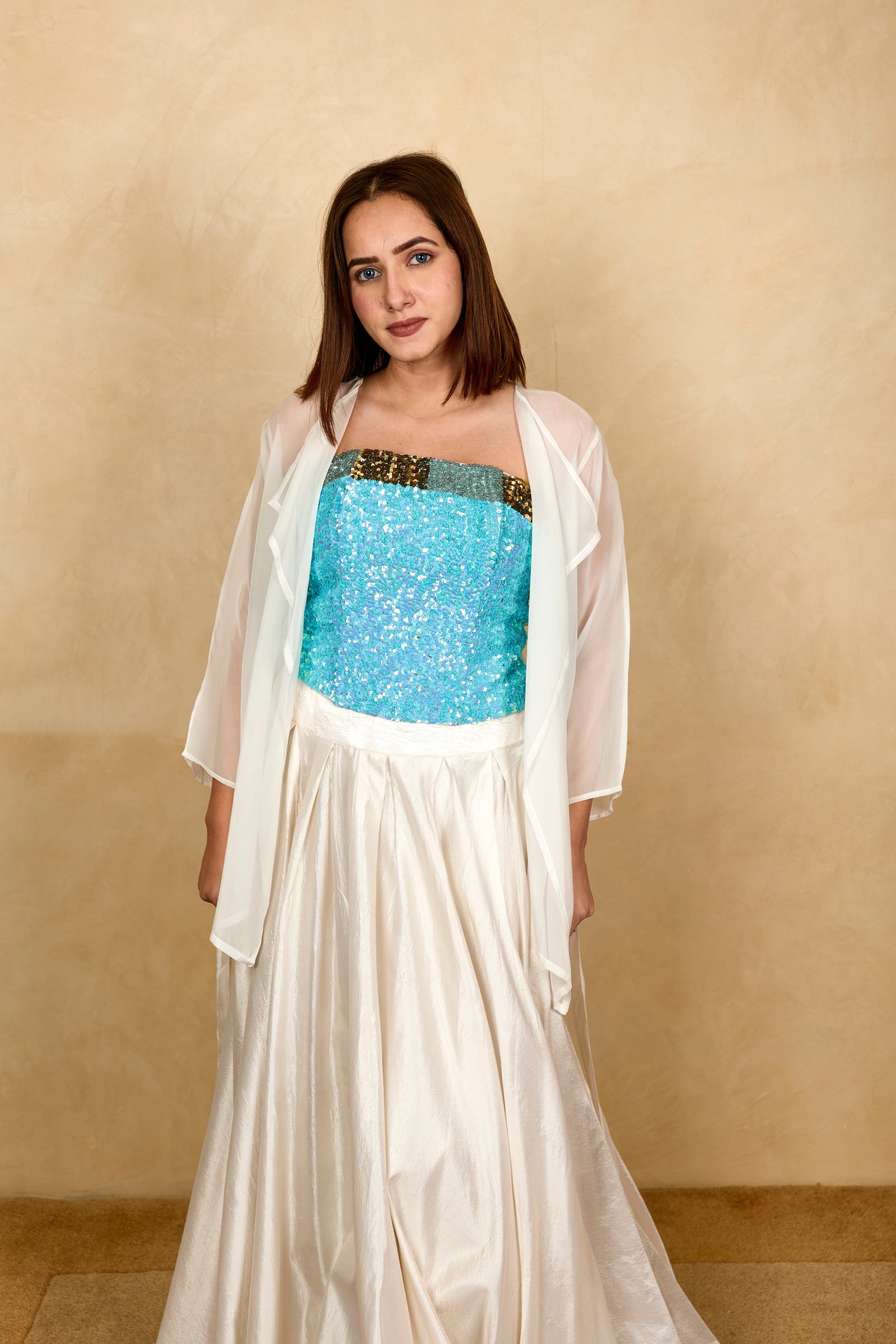 White Soft Organza Shrug