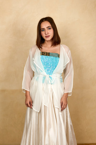 White Soft Organza Shrug