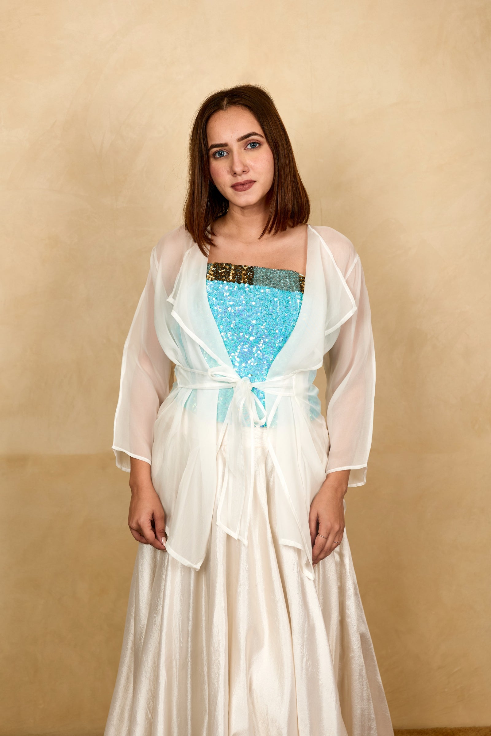 White Soft Organza Shrug