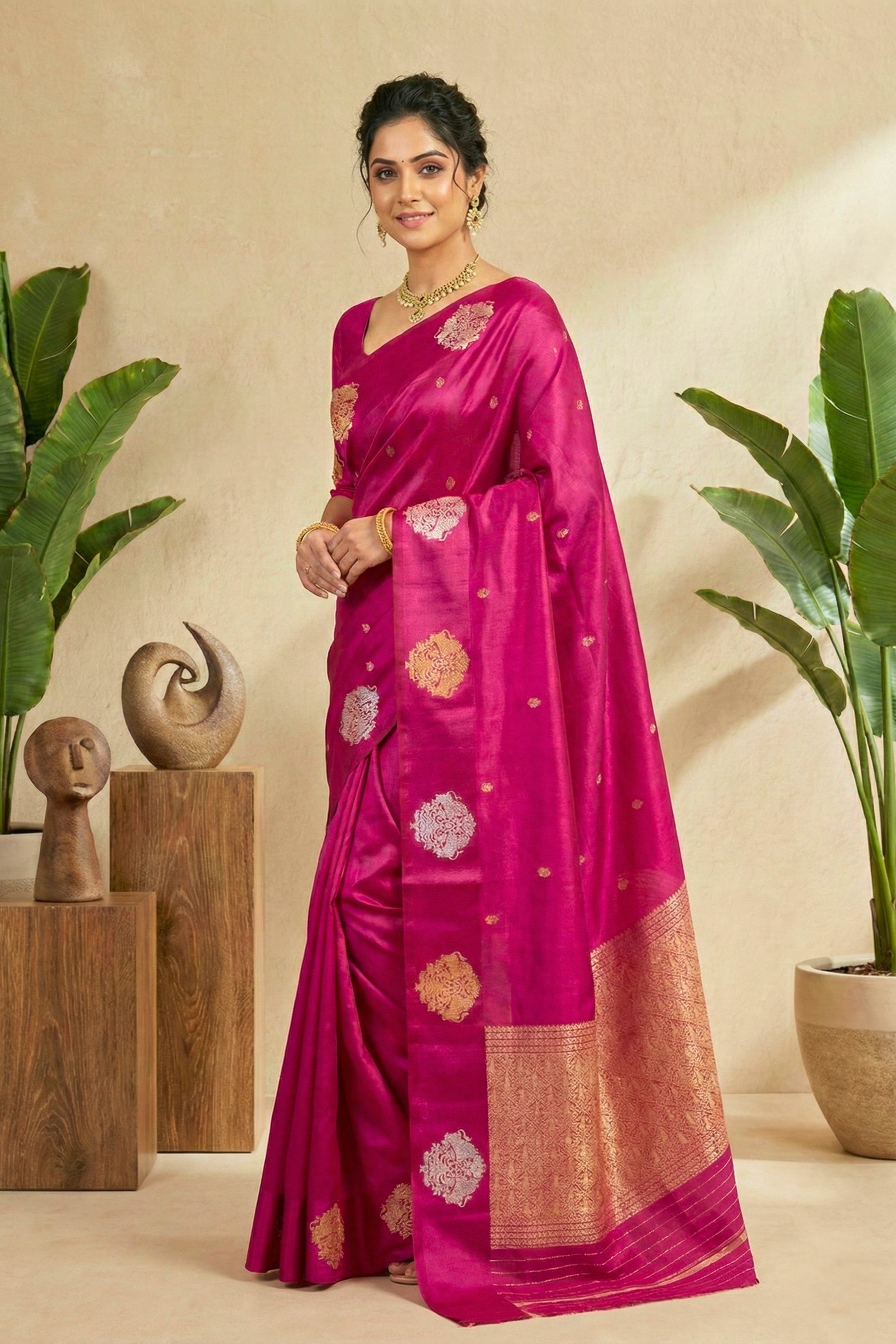 Vibrant Magenta Soft Silk Saree