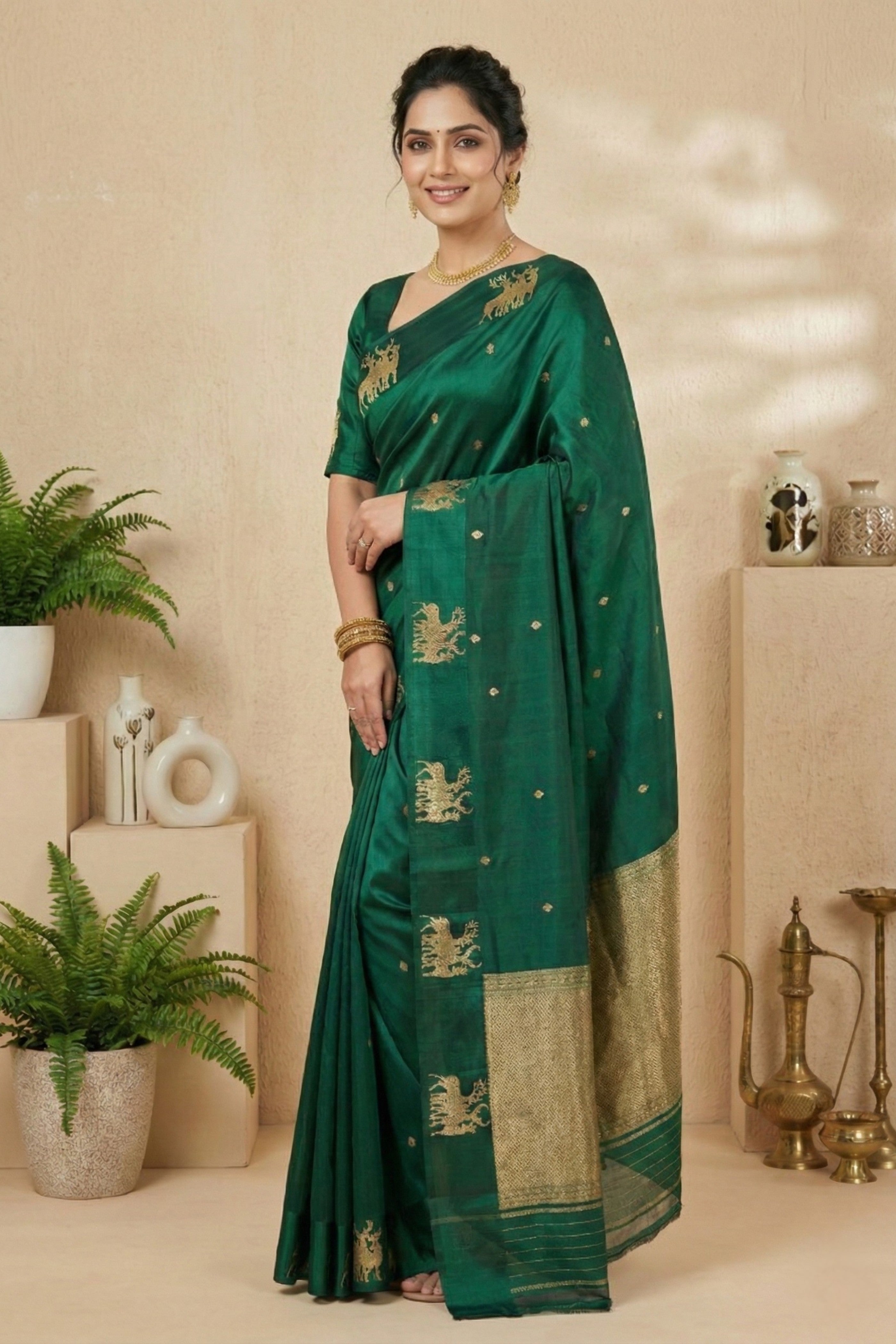 Emerald Green Soft Silk Saree