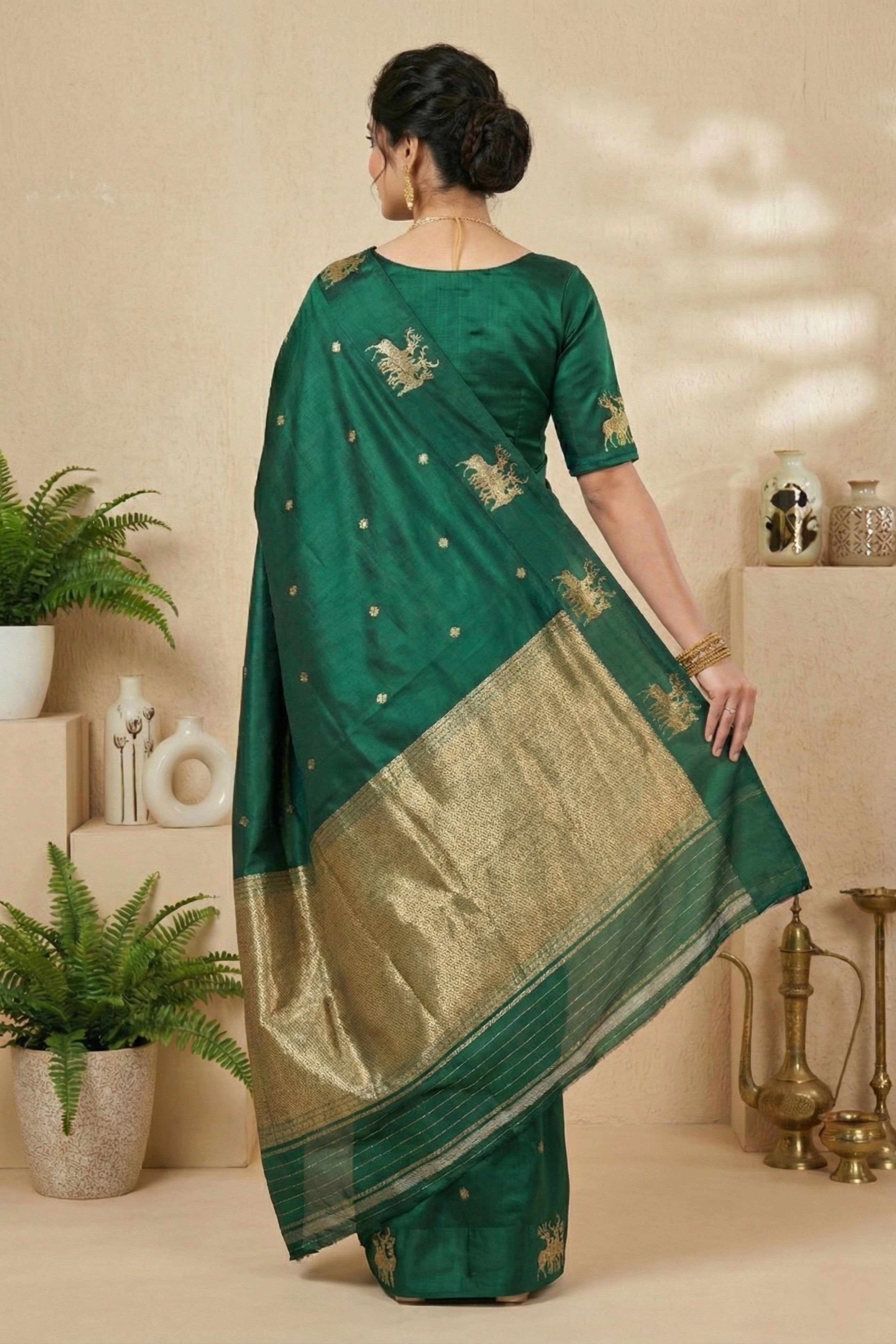 Emerald Green Soft Silk Saree