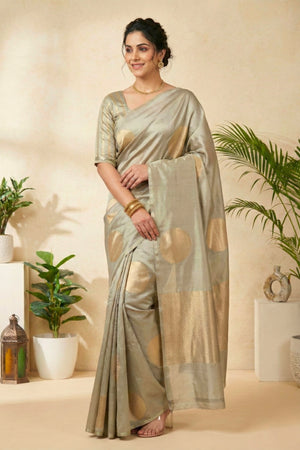 Sage Green Polka Dot Soft Silk Saree