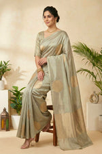 Sage Green Polka Dot Soft Silk Saree