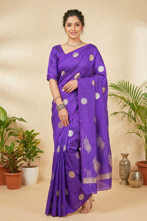 Royal Purple Polka Dot Soft Silk Saree