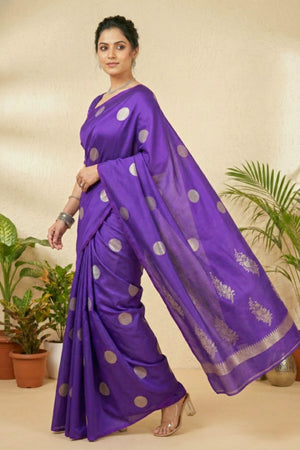 Royal Purple Polka Dot Soft Silk Saree