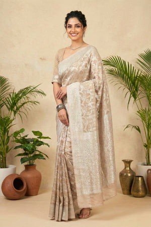 Champagne Beige Georgette Tissue Saree