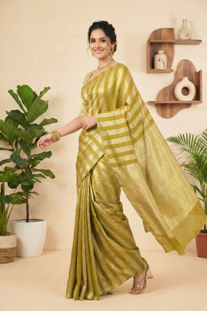 Olive Gold Moonga Silk Saree