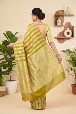 Olive Gold Moonga Silk Saree
