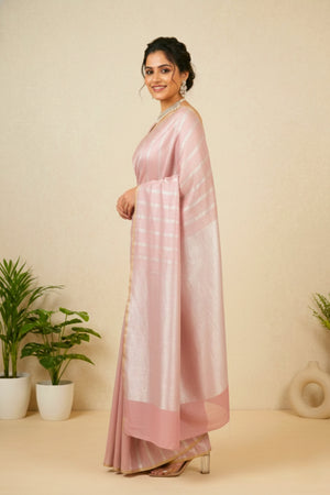 Dusty Rose Moonga Silk Saree