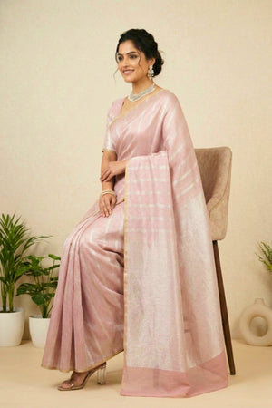 Dusty Rose Moonga Silk Saree