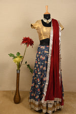 Gold and light floral lehenga