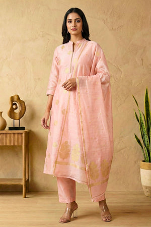 Pearl Pink Fine Silk Suit Set
