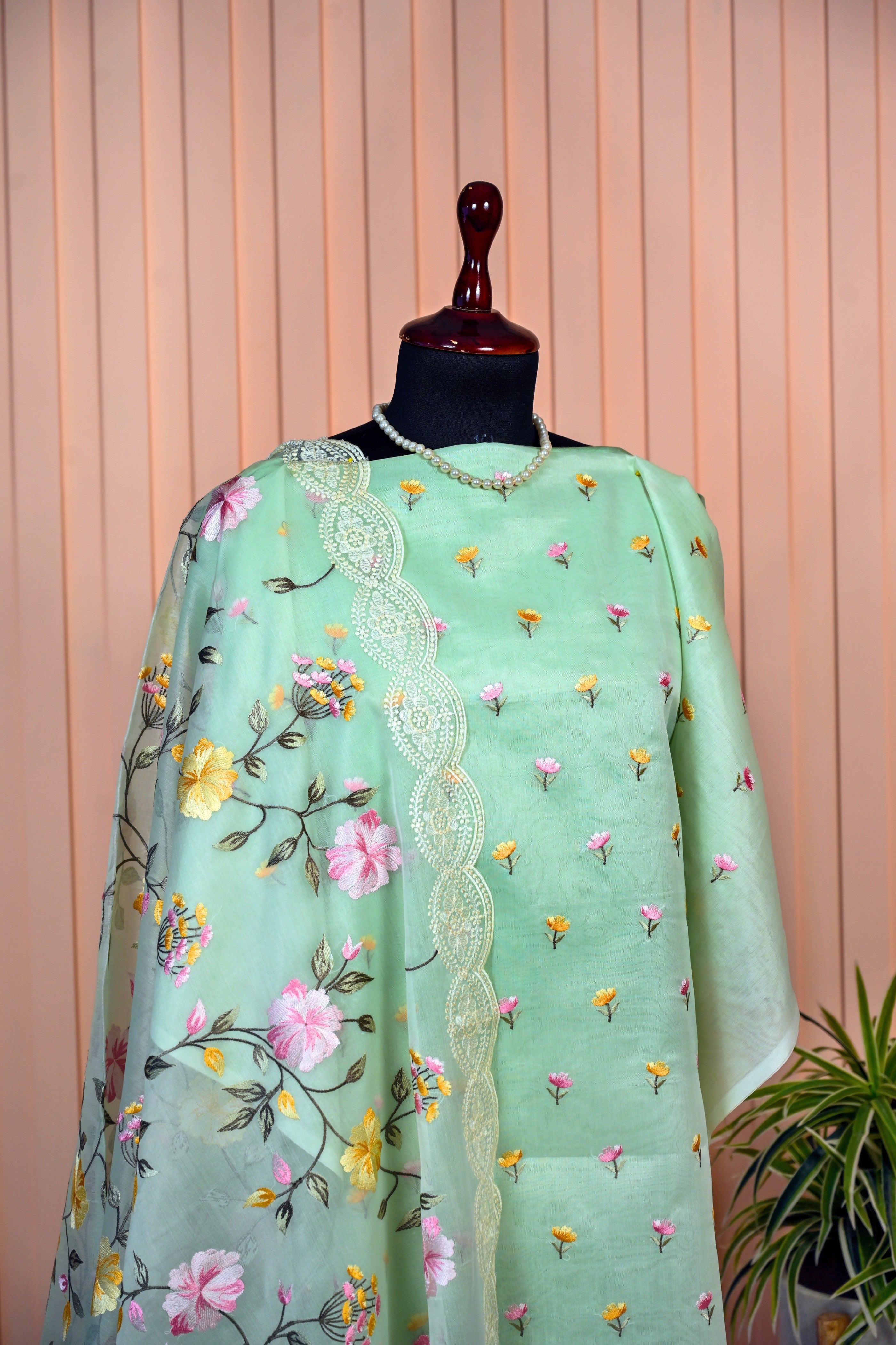 Sea Green Organza Suit Set