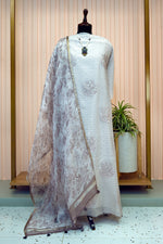 Pastel Lavender Mul Chanderi Organza Dupatta Set