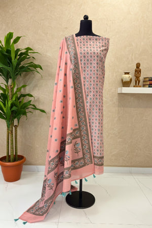 Pastel Pink Cotton Chanderi Suit Set