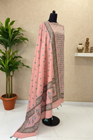 Pastel Pink Cotton Chanderi Suit Set